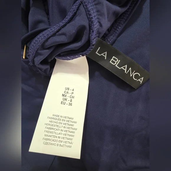 NWT La Blanc Island Goddess Draped Lingerie One Piece Sz 4 Indigo - Picture 6 of 6